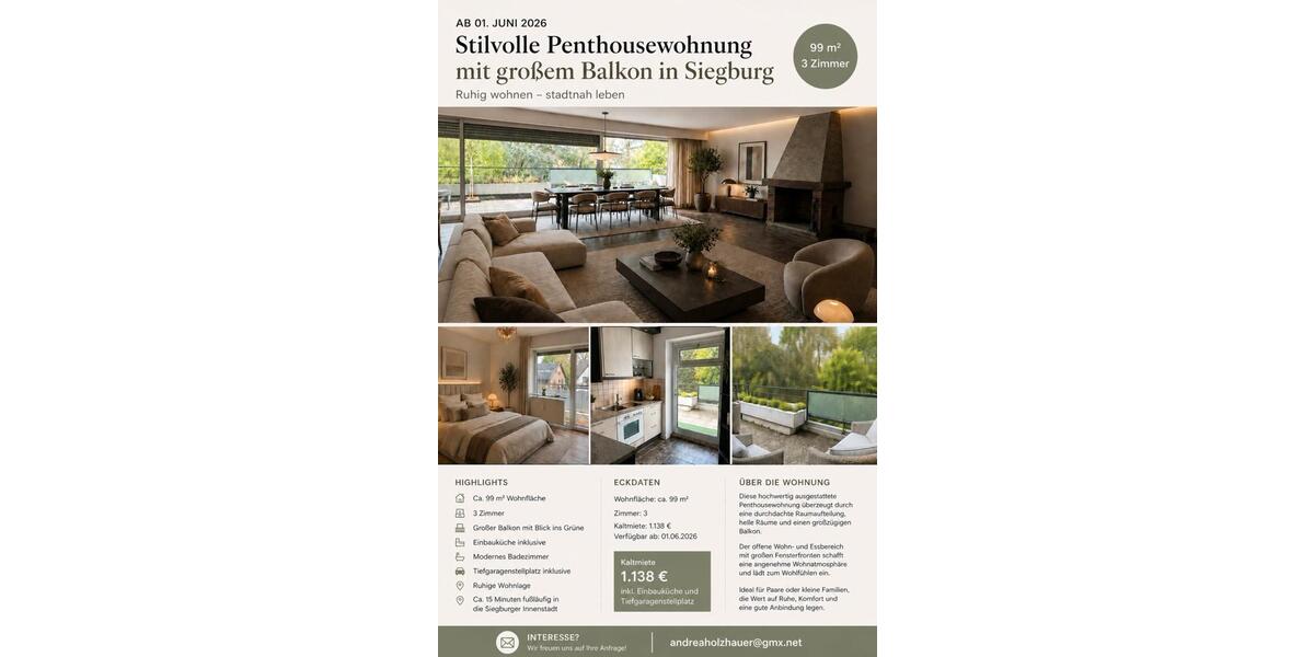 Einfamilienhaus Mudersbach - 3 Zimmer, 99 m&sup2;, 1.138&euro; | Angebot:26461291