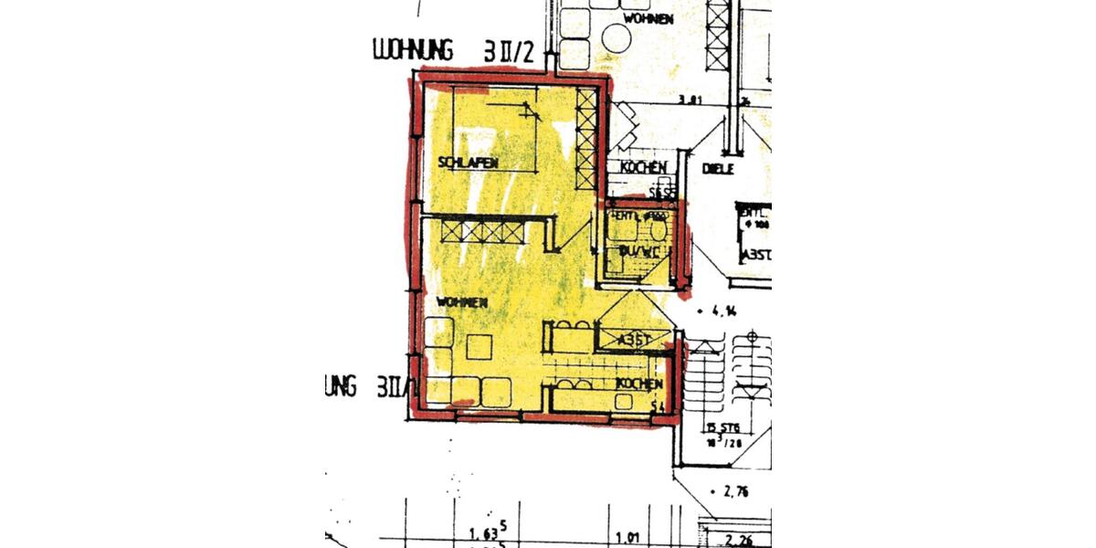 Etagenwohnung Siegen Weidenau - 2 Zimmer, 45 m&sup2;, 430&euro; | Angebot:26506479