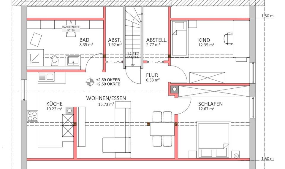 Dachgeschoßwohnung Haiger - 2 Zimmer, 72 m&sup2;, 850&euro; | Angebot:24841856