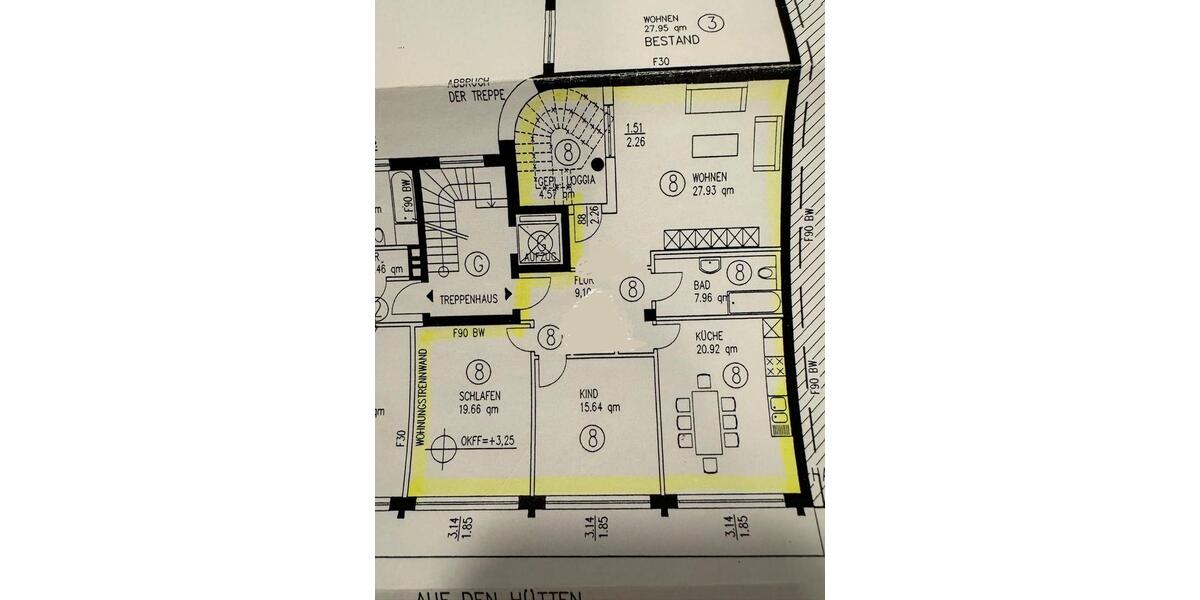 Etagenwohnung Siegen Weidenau - 3 Zimmer, 107 m&sup2;, 1.350&euro; | Angebot:26424573