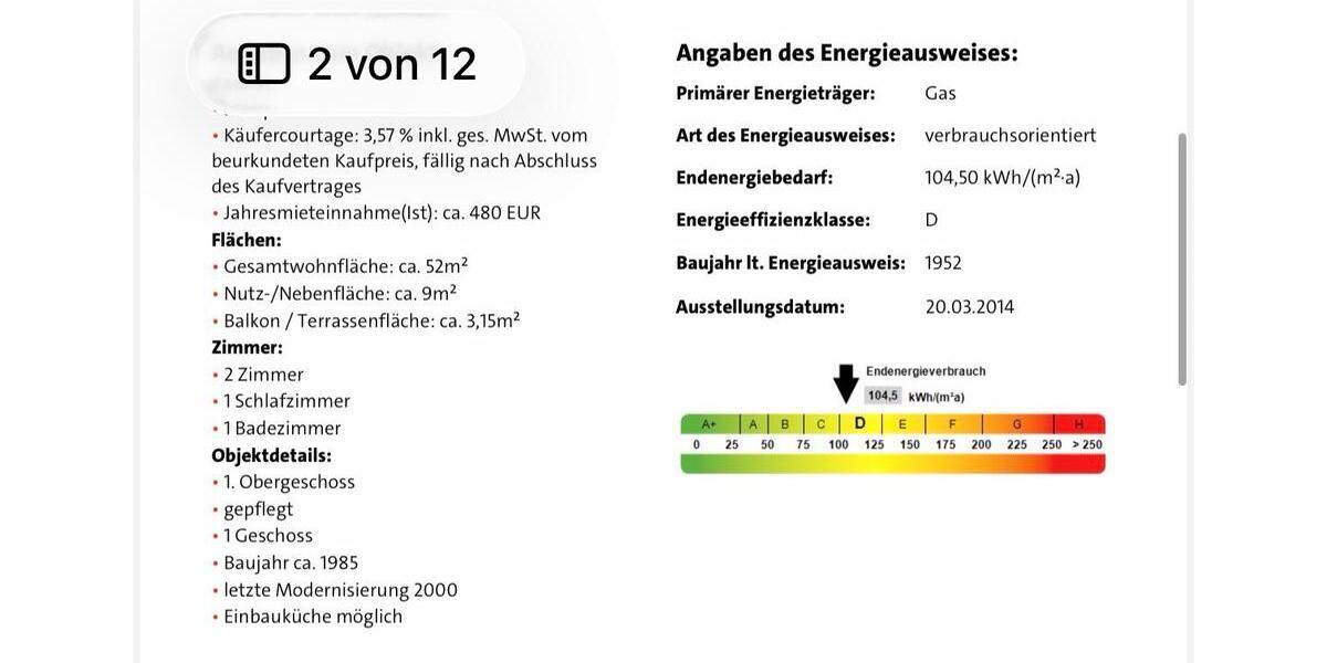 Etagenwohnung Siegen Kaan-Marienborn - 2 Zimmer, 52 m&sup2;, 130.000&euro; | Angebot:26253590