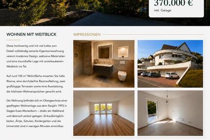 Wohnung Siegen Kaan-Marienborn - 3 Zimmer, 105 m&sup2;, 370.000&euro; | Angebot:27191255