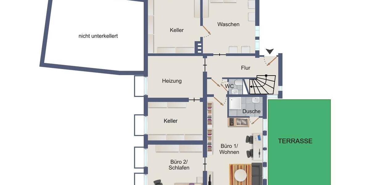 Terrassenwohnung Siegen Dillnhütten - 2 Zimmer, 43 m&sup2;, 490&euro; | Angebot:26153591