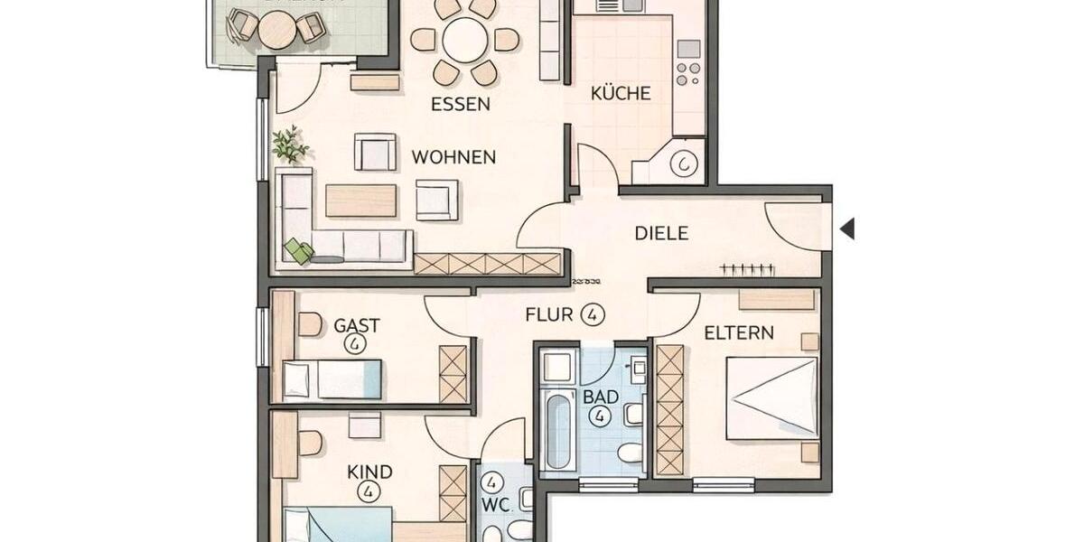 Etagenwohnung Kreuztal - 4 Zimmer, 110 m&sup2;, 269.000&euro; | Angebot:25381589