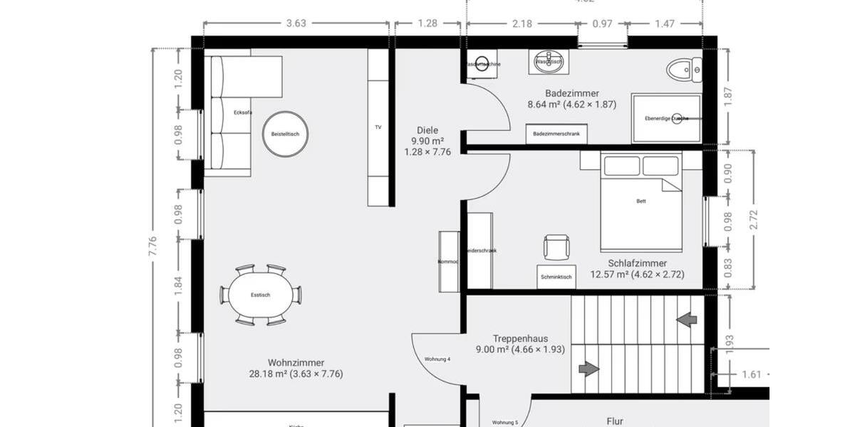 Etagenwohnung Scheuerfeld - 2 Zimmer, 60 m&sup2;, 700&euro; | Angebot:25965360