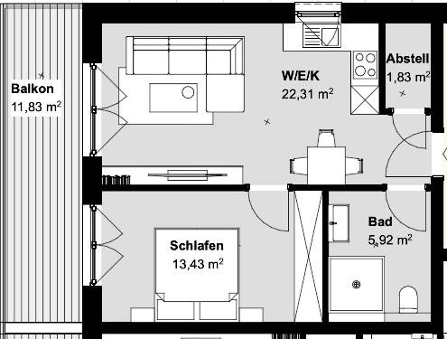 Terrassenwohnung Wenden - 2 Zimmer, 49 m&sup2;, 735&euro; | Angebot:26646056