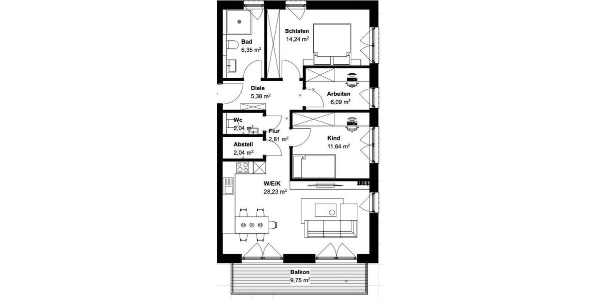 Terrassenwohnung Wenden - 4 Zimmer, 83 m&sup2;, 1.245&euro; | Angebot:26646041
