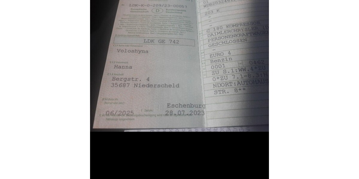 Mercedes-Benz c-180 232.323 km 2.200 &euro; Eschenburg 35713