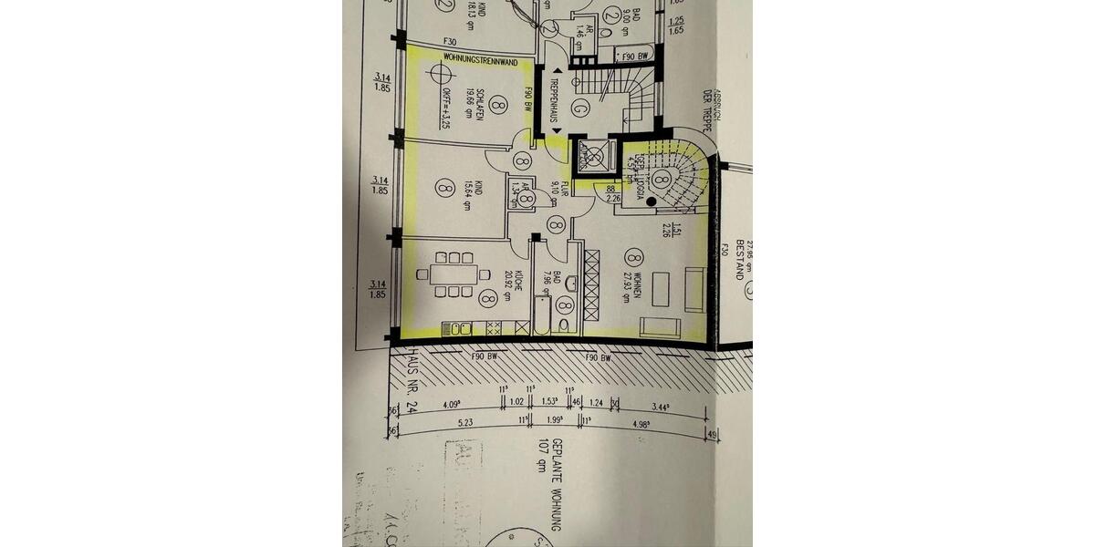 Etagenwohnung Siegen Weidenau - 3 Zimmer, 107 m&sup2;, 1.350&euro; | Angebot:25842747