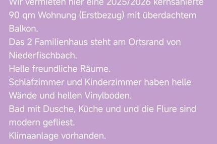 Wohnung Niederfischbach - 3 Zimmer, 90 m&sup2;, 900&euro; | Angebot:26621572