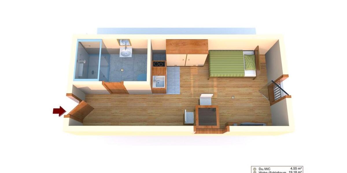 Etagenwohnung Bad Laasphe - 1 Zimmer, 25 m&sup2;, 295&euro; | Angebot:24690097