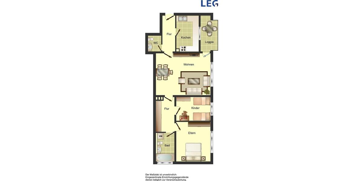 Erdgeschoßwohnung Neunkirchen - 3 Zimmer, 74 m&sup2;, 479&euro; | Angebot:26356332