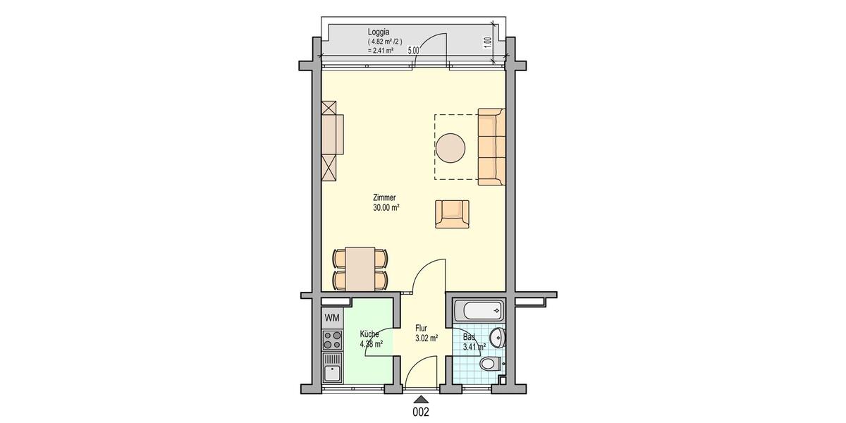 Erdgeschoßwohnung Siegen Dillnhütten - 1 Zimmer, 43 m&sup2;, 288&euro; | Angebot:26664041