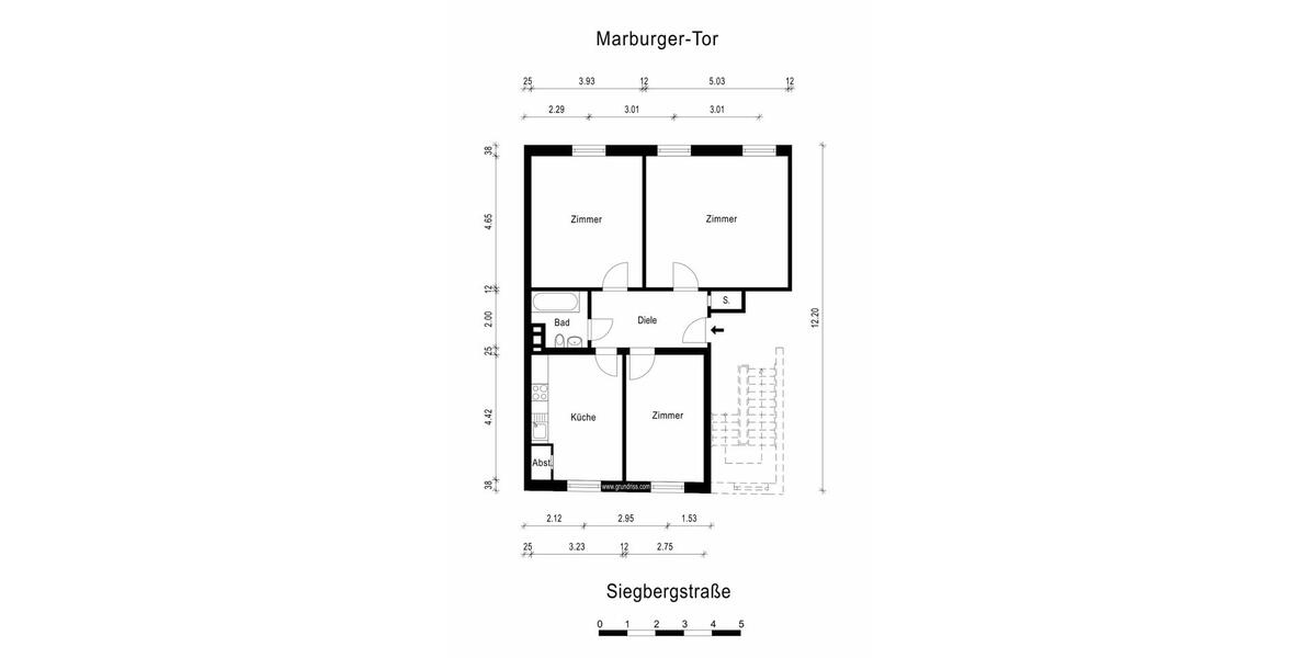 Etagenwohnung Siegen - 3 Zimmer, 79 m&sup2;, 760&euro; | Angebot:25650056