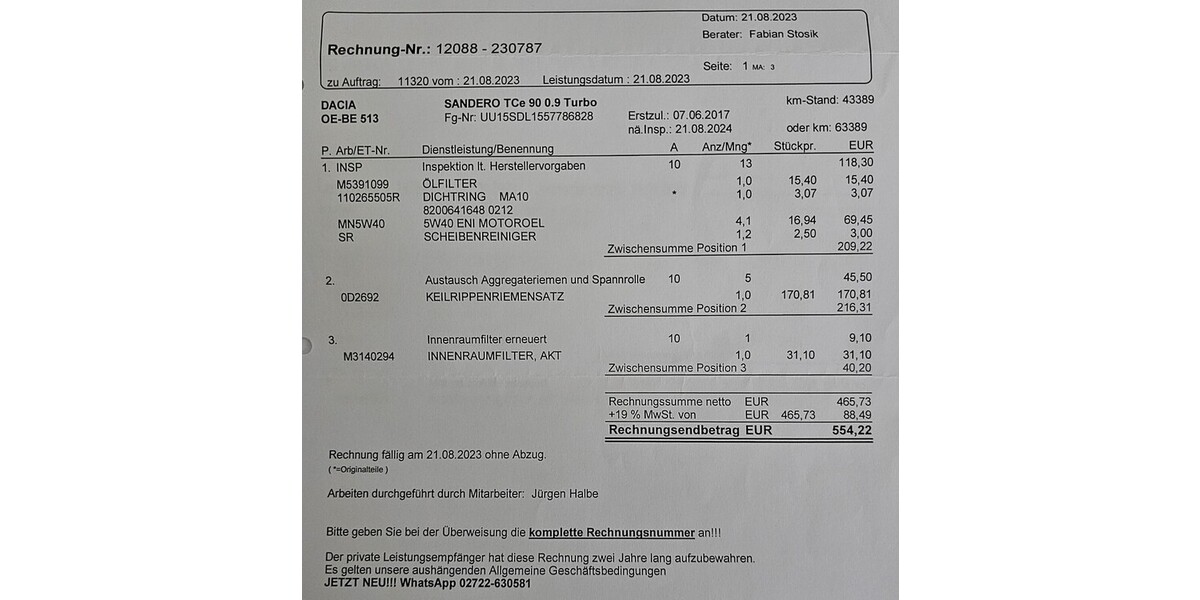 Dacia Sandero 45.800 km 7.800 &euro; Attendorn 57439